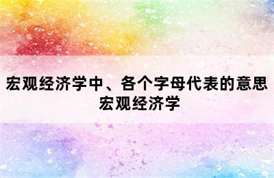 宏观经济学中、各个字母代表的意思 宏观经济学